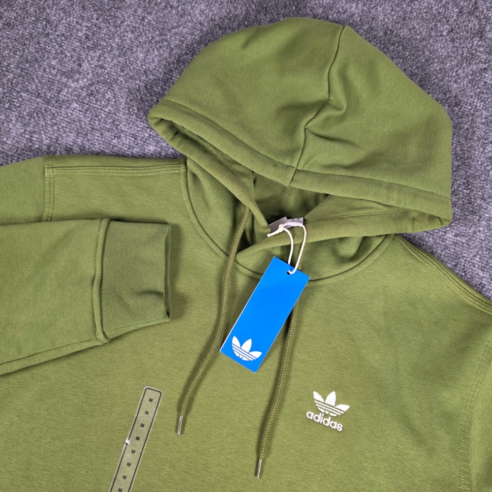 Adidas Originals Trefoil Hoodie Mens M Olive Green Fleece Pullover AK4003 NWT